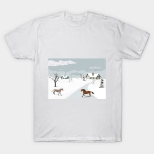 horses and winter T-Shirt